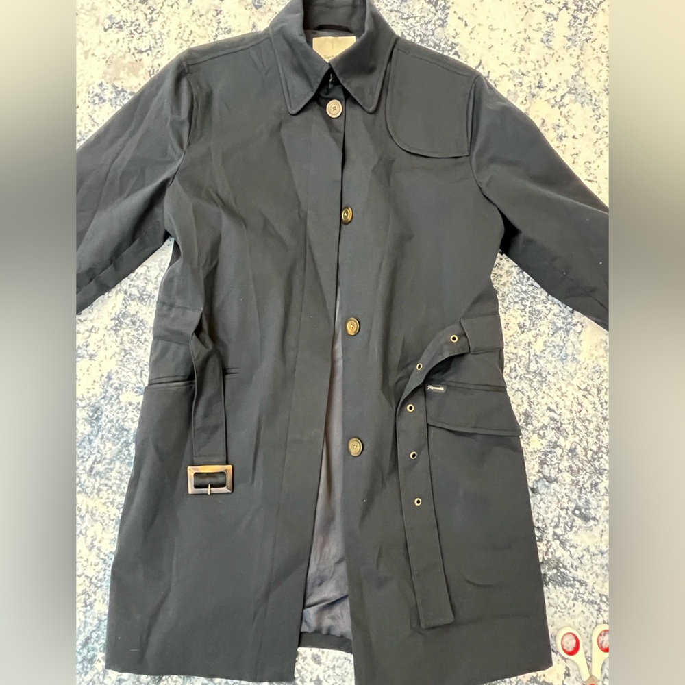 Faconnable Dark Blue Belted Trench Coat - Picture 2 of 15